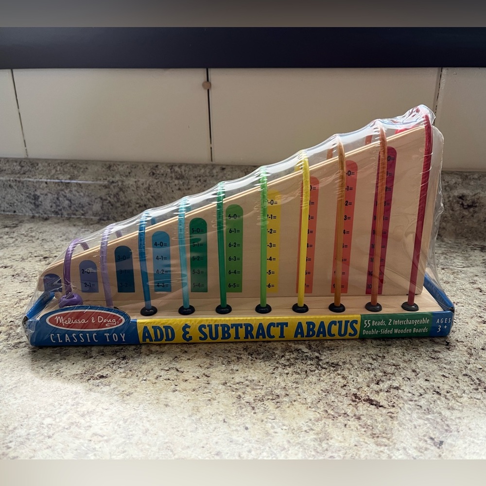 Melissa & Doug Rainbow Add & Subtract Abacus - Multicolor Wooden Math Toy